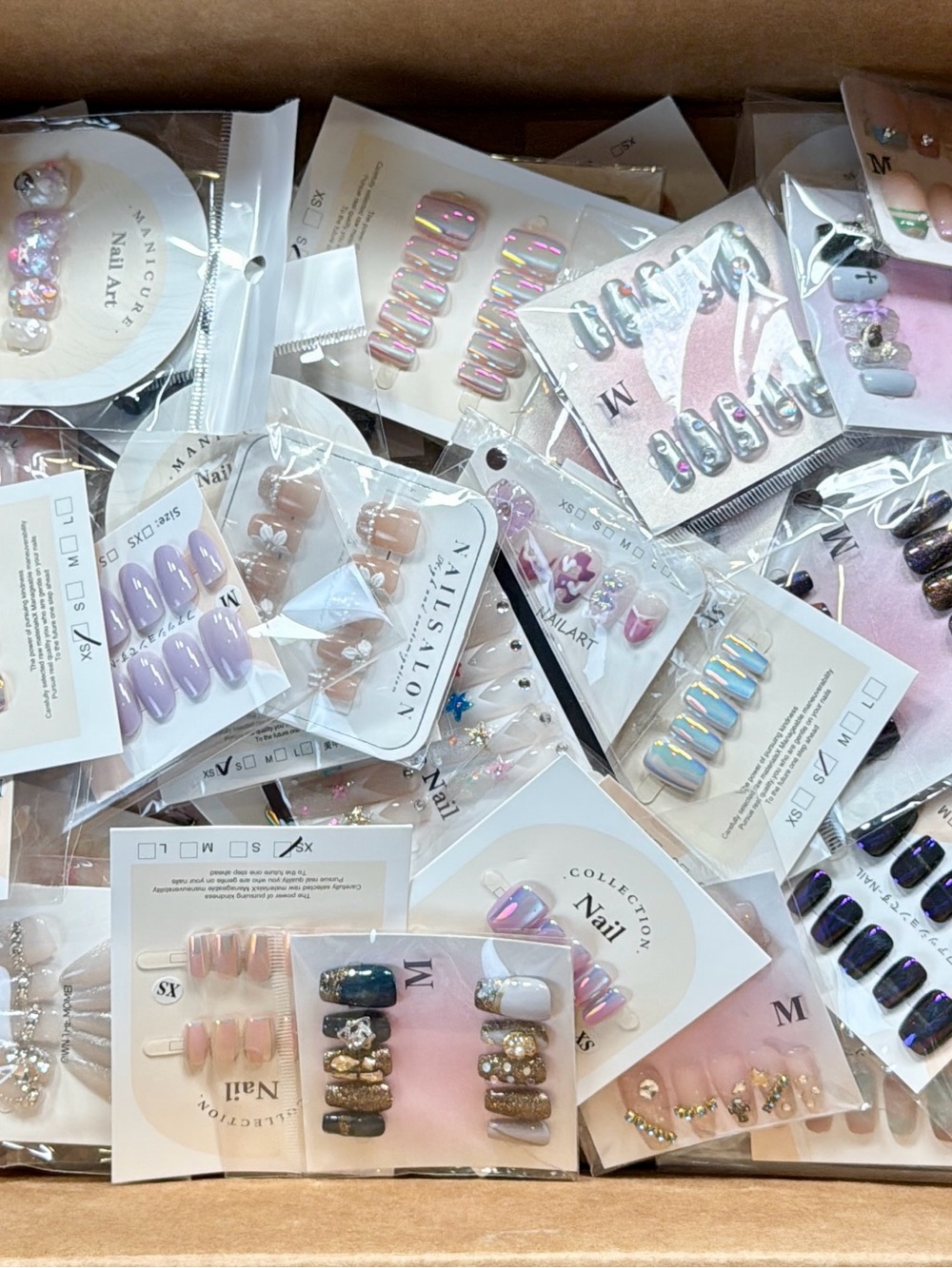 Assorted Press-On Nail Sets - Pastel Pink, Lavender & Neutral Mix
